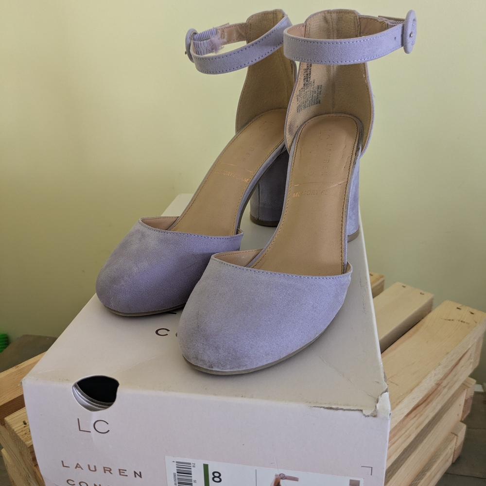 LC Lauren Conrad Lavender Ankle Strap Heels